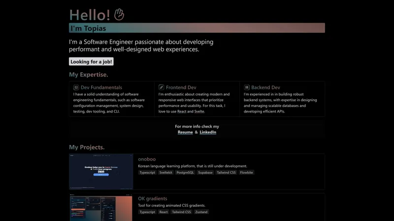 Screenshot of topias.dev