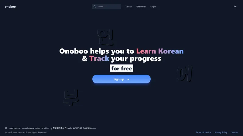 Screenshot of onoboo.com homepage